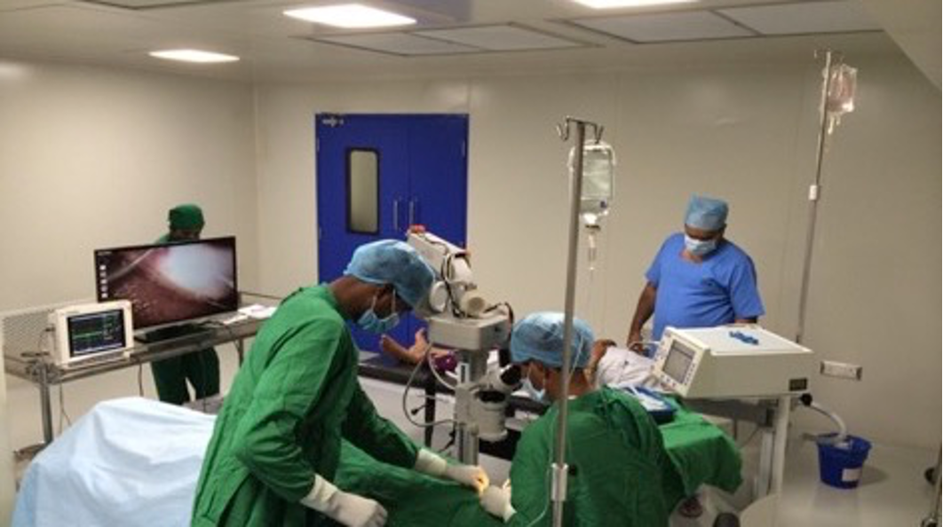 Cataract surgery in progress